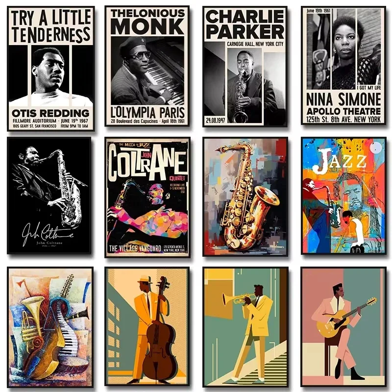 Musical Instrument Painting - Jazz Music Saxophone Guitar Cello John