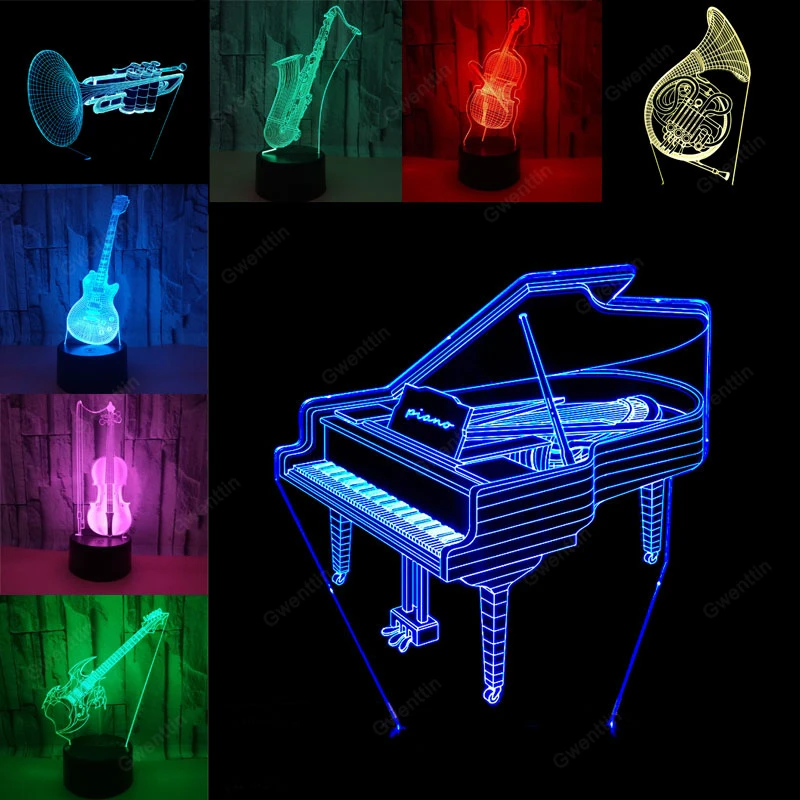Musical Instrument No Touch - 3D Illusion Night Light Led USB