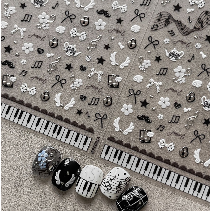 Black White Piano Note Nail St - Musical Instrument Painting review and price