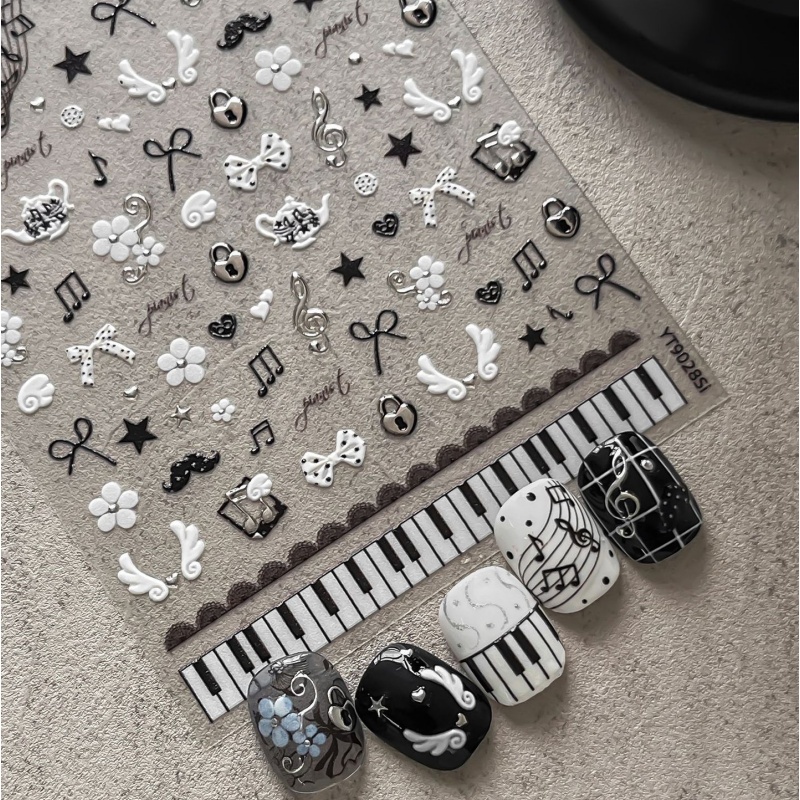 Black White Piano Note Nail St - Musical Instrument Painting review and price