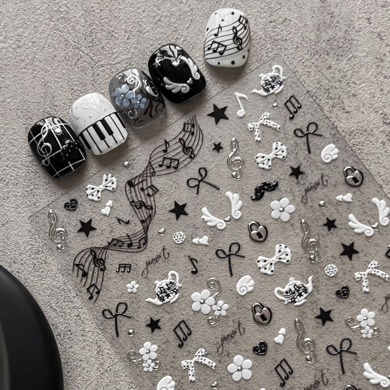 Black White Piano Note Nail St - Musical Instrument Painting review and price