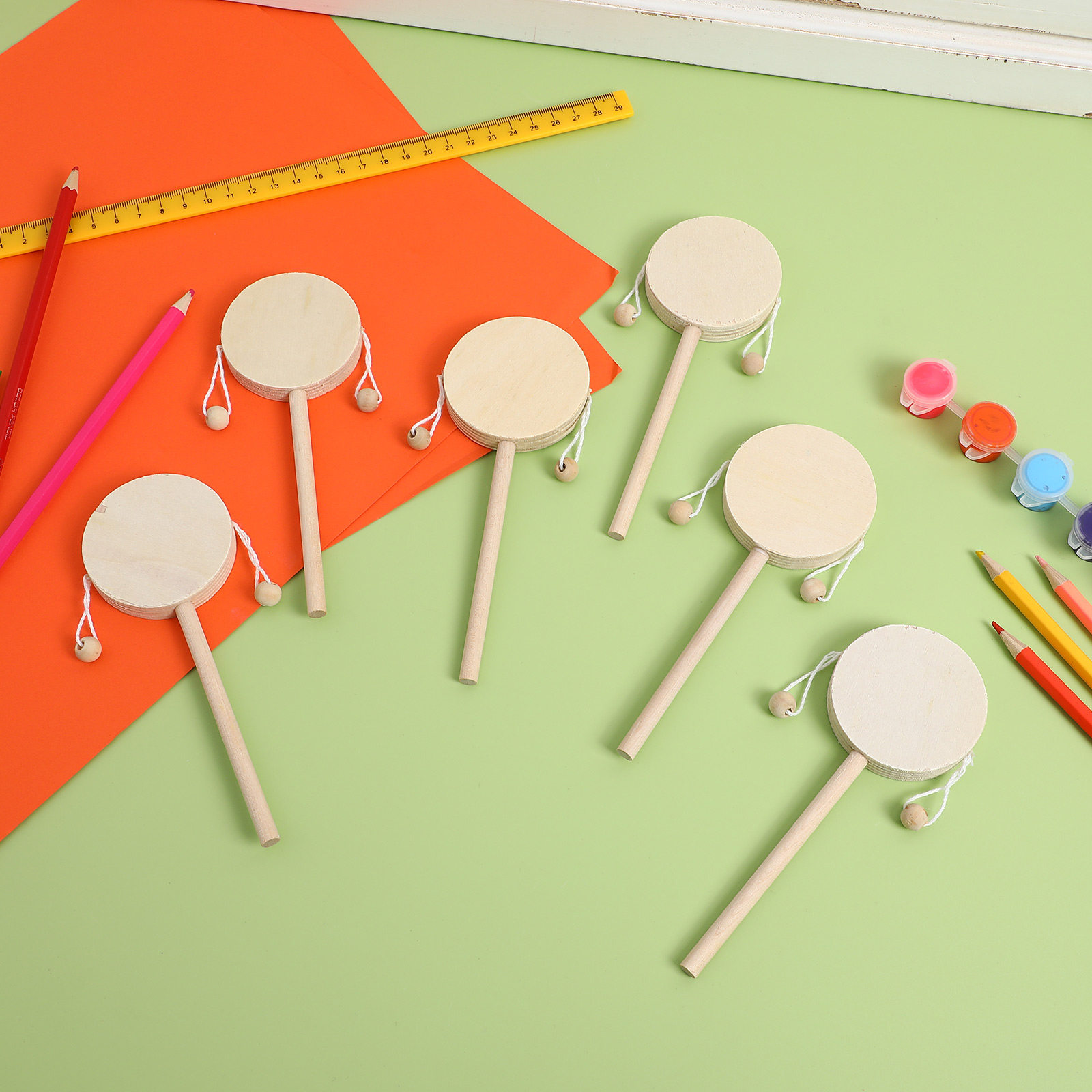 1Set Rattle Drum Wooden DIY Un - Musical Instrument Painting review and price