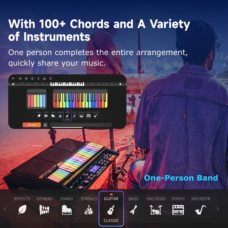 Stylish LED-Backlit PopuPiano  - Musical Instrument No Touch review and price